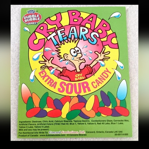 2 Dubble Bubble Cry Baby X Sour Candy Machine Vending Display Card 2000s NOS NEW - Picture 4 of 6